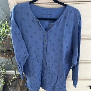 Gudrun Sjoden Blue Tunic Dress/Long Top Linen Size Large